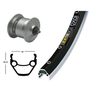 Ruota Ant. Dinamo nel Mozzo, 28x1.75 QR Exal ZX19  ne/arg