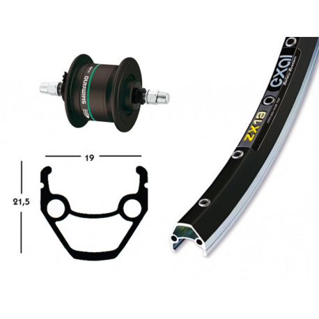 Ruota Ant. Dinamo nel Mozzo, 28x1.75 Exal ZX19 ne/arg