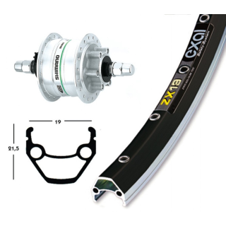 Ruota Ant. Dinamo nel Mozzo, 28x1.75  Exal ZX19 Disc 6F ne/arg/inox