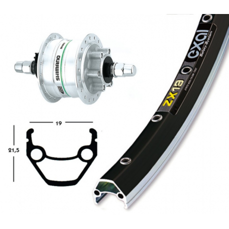 Ruota Ant. Dinamo nel Mozzo, 28x1.75 Exal ZX19 Disc 6F ne/arg/inox