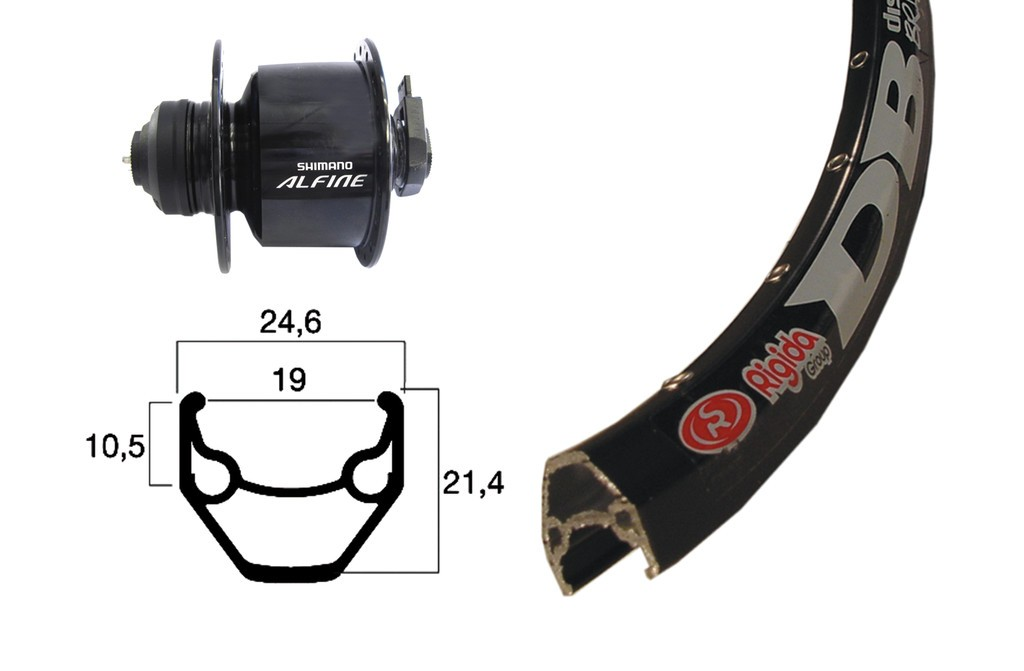 Ruota Ant. Dinamo nel Mozzo, 28x1.75 Alfine ZAC2000 Disc ne
