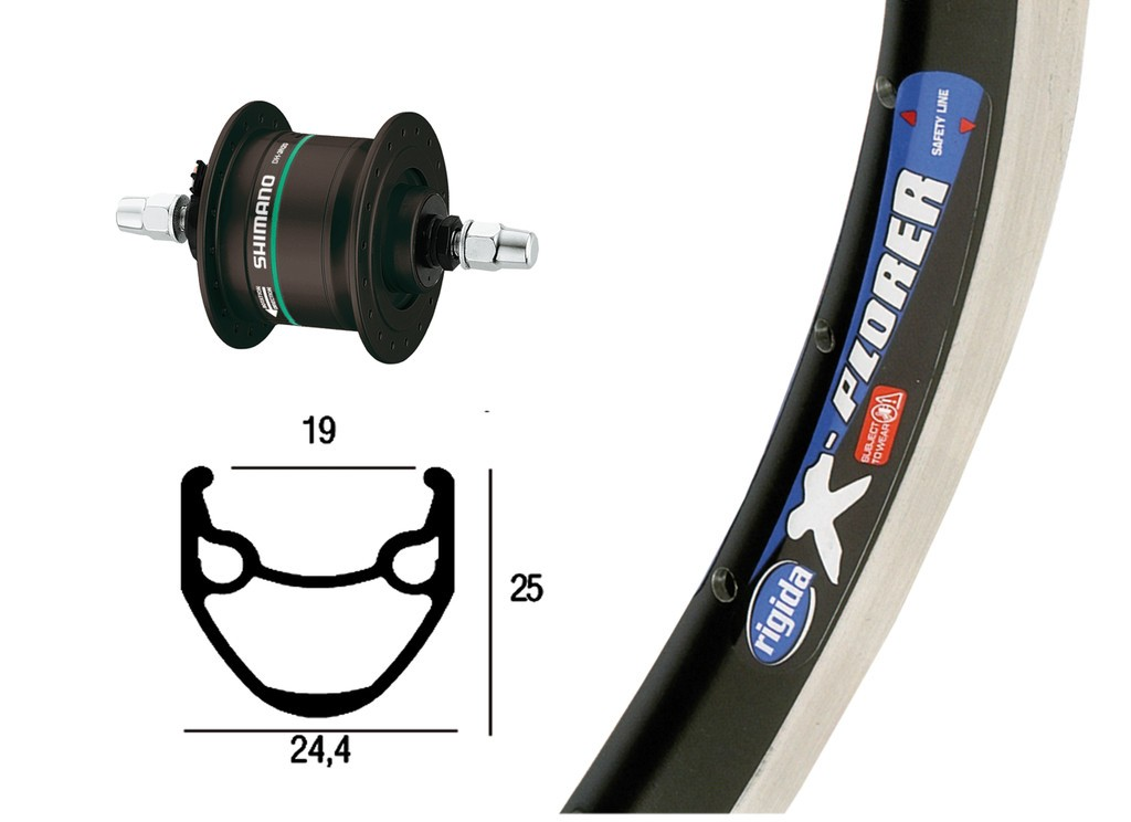 Ruota Anteriore 26x1.75 Mozzo Dinamo 36F D1 nero/arg