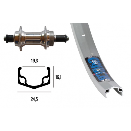 Ruota Posteriore 26x1.75 36F Mozzo Filetto - QR 591R arg/niro 