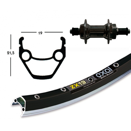 Ruota Posteriore 26x1.75 36F Mozzo Starr QR Filetto - Exal ZX19 nero/arg 
