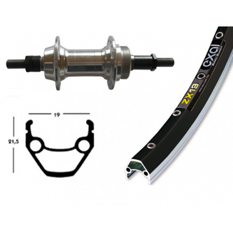 Ruota Posteriore 26x1.75 36F Mozzo Filetto - Rigida Exal ZX19 nero/arg 