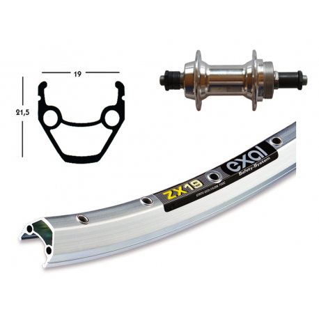 Ruota Posteriore 26x1.75 36F QR 6/7v Exal ZX19 arg/inox