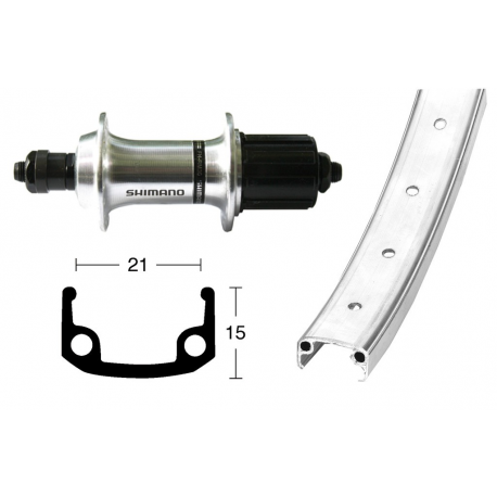 Ruota Posteriore 26x1.9 36F QR Cass. Shimano 8v Alluminio arg/zinc