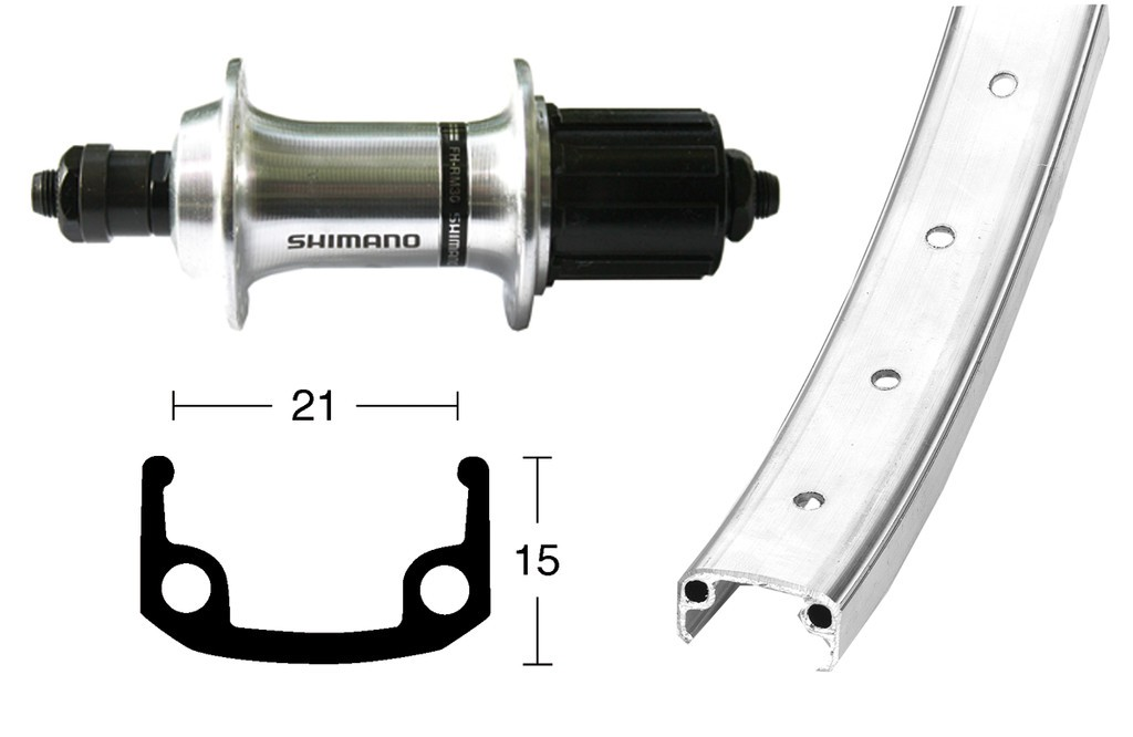 Ruota Posteriore 26x1.9 36F QR Cass. Shimano 8v Alluminio arg/zinc