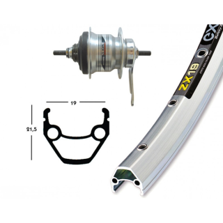 Ruota Posteriore 28x1.75 36F Cambio nel Mozzo Shimano 7v Exal ZX19 arg/niro
