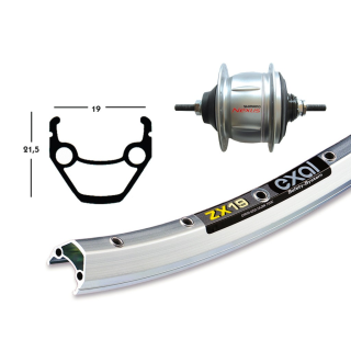 Ruota Posteriore 28x1.75 36F Cambio nel Mozzo Shimano 8v Exal ZX19 arg/inox