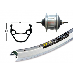 Ruota Posteriore 28x1.75 36F Cambio nel Mozzo Shimano 8v Exal ZX19 arg/inox