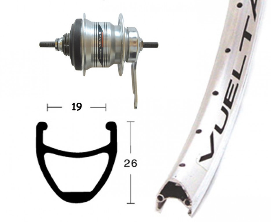 Ruota Posteriore 28x1.75 36F Cambio nel Mozzo Shimano 7v Airline 1 arg/niro