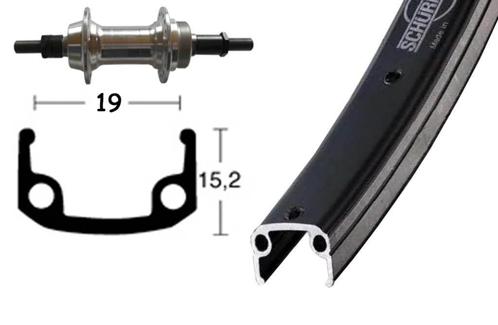 Ruota Posteriore 28x1.75 36F Mozzo Filettato Alluminio nero/arg