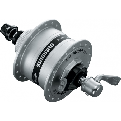 VR dinamo mozzo Shimano A-DH3D37 3W 100mm, 36 denti, argento, Centerlock,QR 